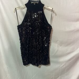 INC M sleeveless beaded turtleneck rayon nylon blend nwot perfect